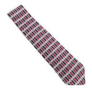 Raphael Men Necktie Handmade All Silk Geometric Red Black White Size 59x4 - NWOT